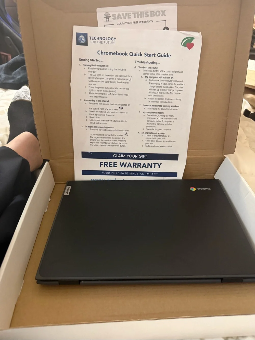 Lenovo Chromebook Laptop in Black with Chrome Logo